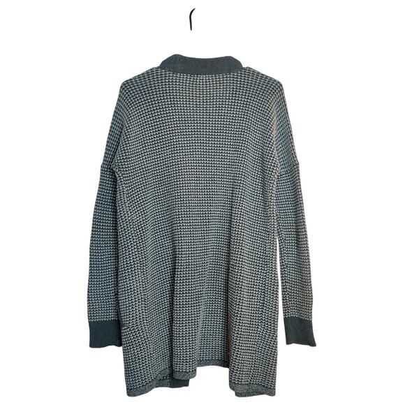 Toad & Co Recycled Denim Waffle Knit Cardigan Sweater Gray Small Long Line - Picture 2 of 13